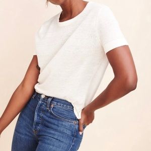 NWT Jenni Kayne White Linen Blend Tee- XS